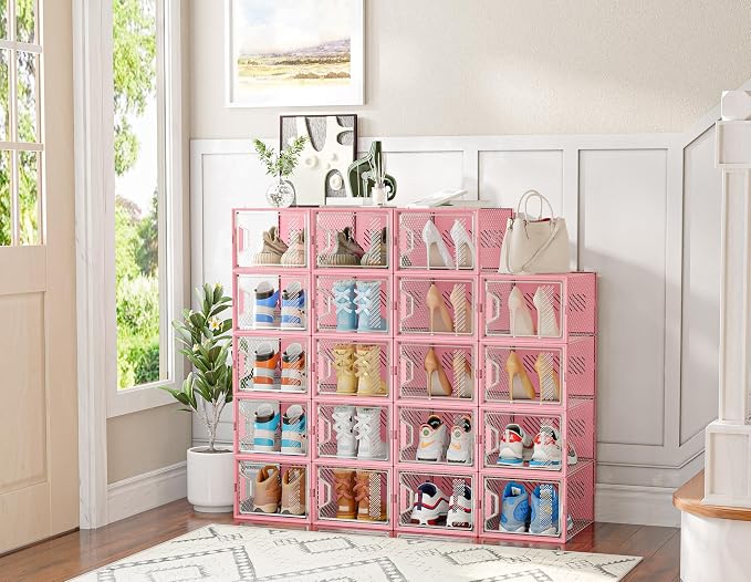 SIMPDIY XL Clear Shoe Storage Boxes, Stackable Shoe Organizer for Closet - Image 2