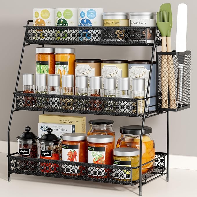 Vintage 3 Tier Bathroom Counter Organizer with Bonus Basket - Image 6