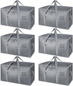 BALEINE 6-Pack Oversized Moving Bags with Reinforced Handles, Heavy-Duty Storage Tote for Clothes, Moving Supplies (Winter Grey, 6-Pack) by BALEINE