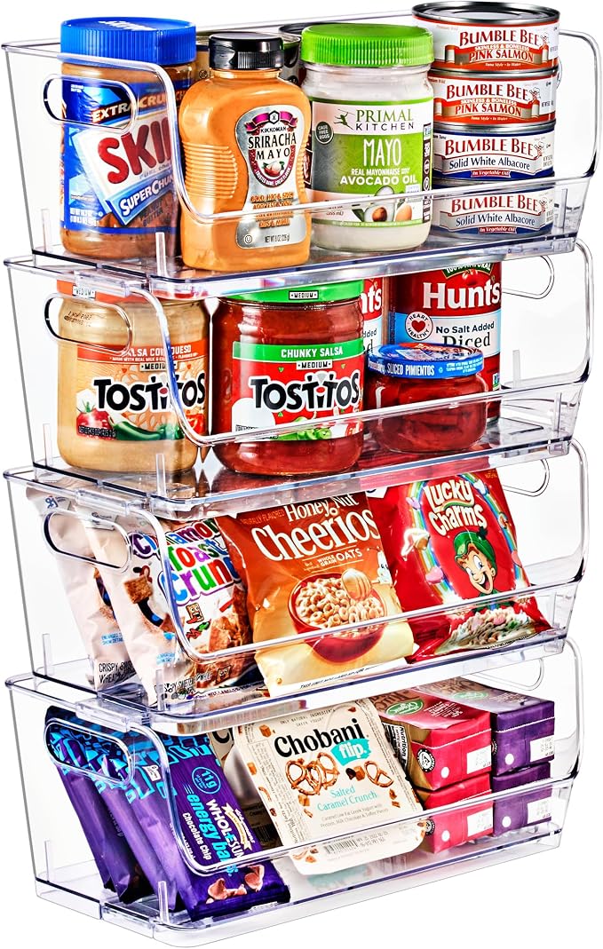 Sorbus Clear Pantry Organizer with Stackable Storage Bins, Open Front - Image 2