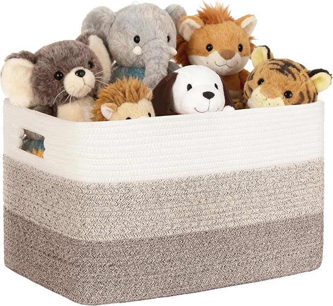 60L Woven Laundry Basket Hamper with Handles, Gradient Brown by SunNewt