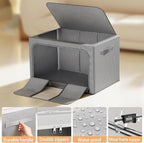 Clothes Storage Bins with Metal Frame, Foldable Clothes Organizers Storage Containers for Clothes, Sheets, Blankets, Pillows and Towels (100L, 3 Pack, Deep Grey) - Image 7