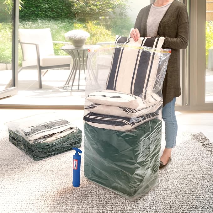 Hefty Shrink-Pak Vacuum Storage Bags – For Clothes, Pillows, Towels, Blankets & More – Space Saver Vacuum Suction Sealer Bags for Home or Travel – 4 Jumbo Cubes, 43.5 x 34 x 18 Inches - Image 7