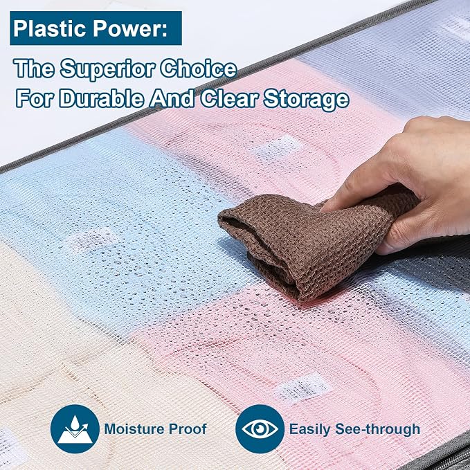 LANDNEOO 6 Pack Under Bed Storage Containers Bins, Humid-Proof Plastic Underbed Storage Bins, Clothes Storage and Organization Bags, Under the Bed Blanket Storage with Handles for Clothes, Bedroom - Image 3