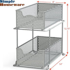 SIMPLE HOUSEWARE 2 Tier Sliding Cabinet Basket Organizer Drawer, Silver - Image 3