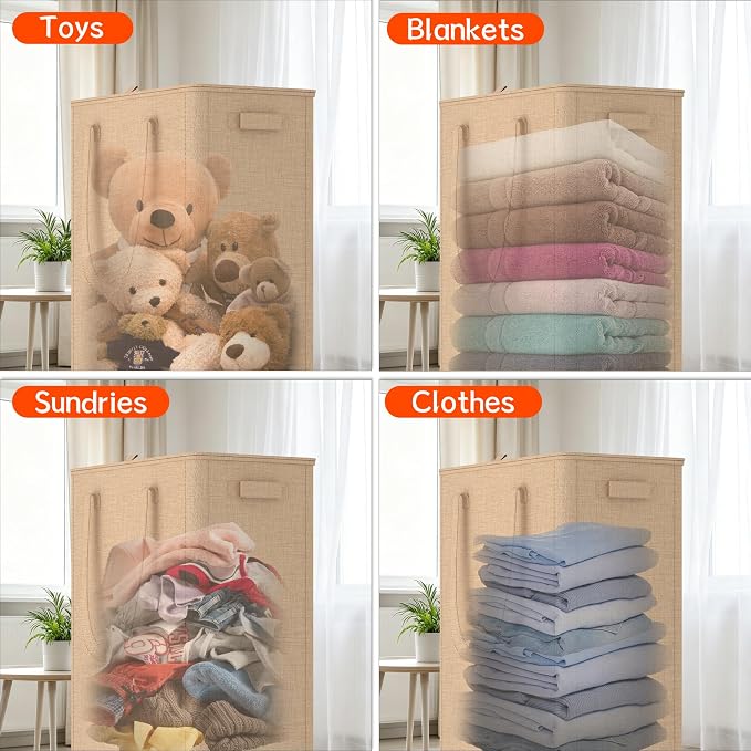 Slim Laundry Hamper with Wheels,15 Gal (55L) Rolling Laundry Basket with lid and wheels Clothes Hamper Foldable Tall Dirty Clothes Basket Sturdy Collapsible Clothes Hamper for Dorm,Laundry Room - Image 6