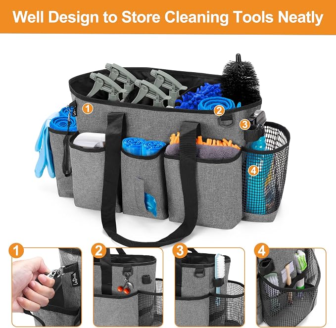 LoDrid Professional Cleaning Tote Caddy for Cleaning Supply, Gray - Image 6