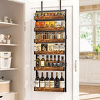 6-Tier Black Metal Door Mounted Hanging Spice Rack Shelves Over The Door Pantry Organizer with Adjustable Basket Back of Door Organizer and Storage for Kitchen with Anti-drop Rod by Unknown