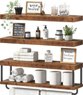 QEEIG Bathroom Floating Shelves Over Toilet - Wall Mounted Shelf Toilet Paper Storage Farmhouse 32 inch Long Set of 3, Rustic Brown (027-80BN3) by QEEIG