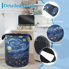 Starry Night Large Storage Basket Collapsible Laundry Basket Oxford Storage Bin for Gift Baskets Bedroom Clothes Children Nursery Hamper 16" X 20.8" - Image 3