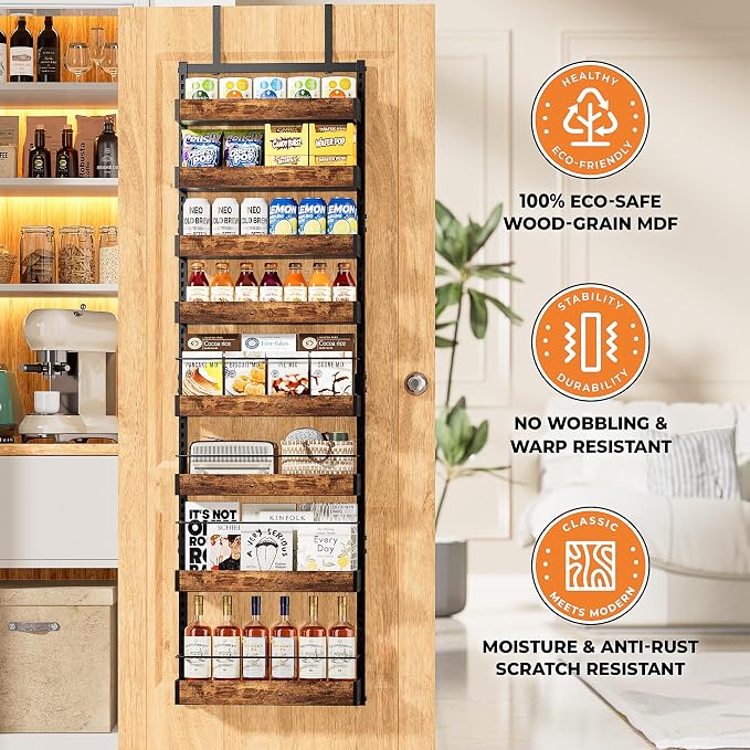8-Tier Black Metal Back of Door Organizer and Storage for Kitchen Home - Image 5