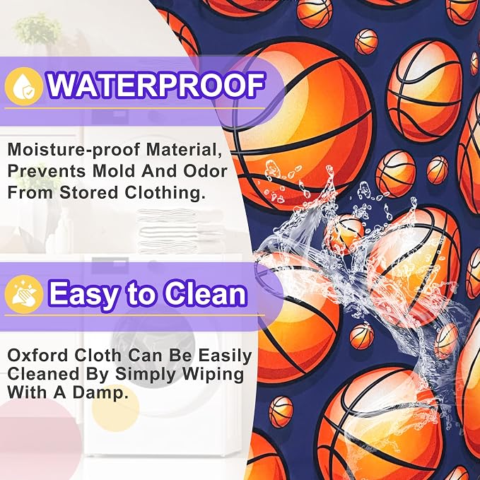 Basketball Laundry Basket Foldable Oxford Cloth Hamper 18.9 x 16.5 Inch - Image 8