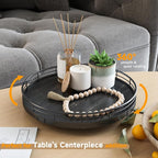 AMH 10-Inch Oak Lazy Susan Vanity Tray with Black Brushed Gold Rail - Image 3
