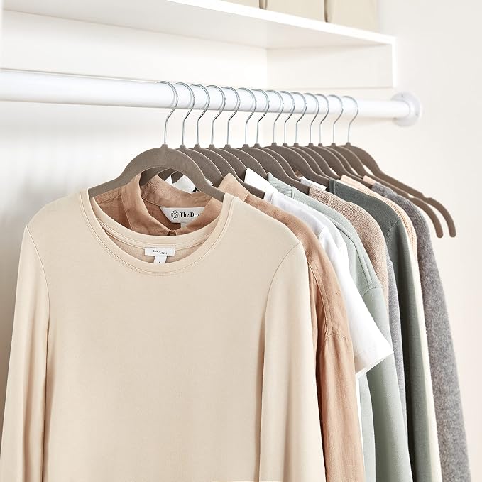 Amazon Basics Space Saving Slim Velvet Non-Slip Clothes Hangers for Closet Organization, Gray/Silver, 150-Pack - Image 10