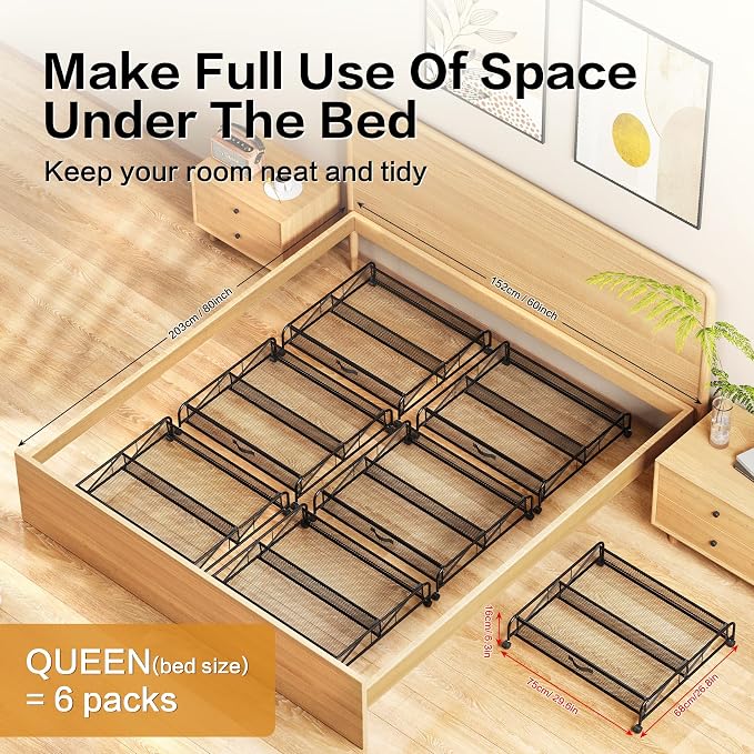 Under Bed Shoe Storage Organizer, 2 Pack Under Bed Storage Containers with Wheels for Under Bed Shoe Organizer Drawer Space Saving for bedroom - Image 9