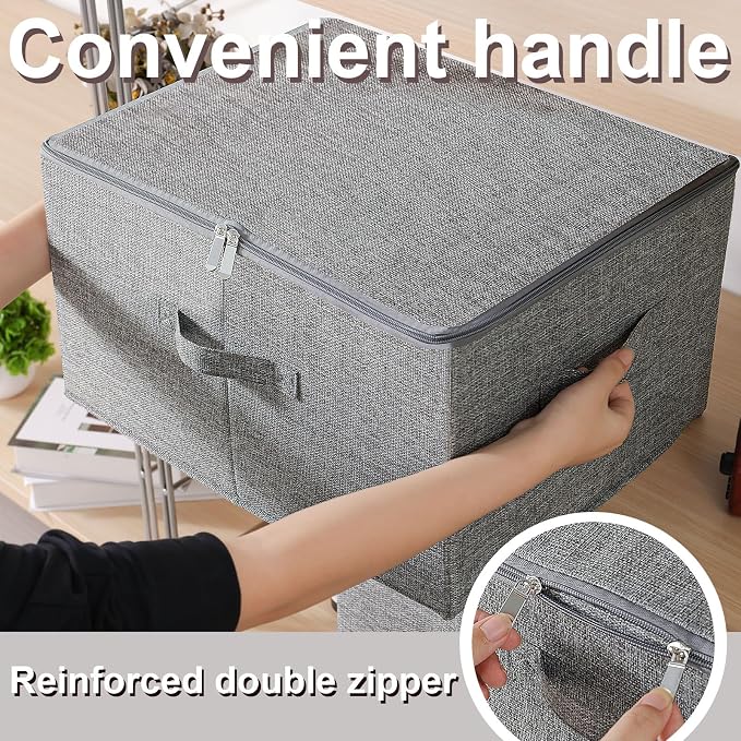 Underbed Storage Boxes with Zippers,19.6x15.7x11.8in,Grey,2 Pack - Image 8