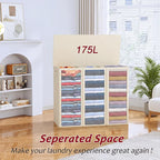 175L Laundry Hamper 3 Section,Large Laundry Hamper with Lid,Dirty Clothes Hamper with 3 Inner Bags,Collapsible Laundry Basket Organizer for Laundry Room,Bedroom,Laundry Sorter Hamper 3 Compartment - Image 4