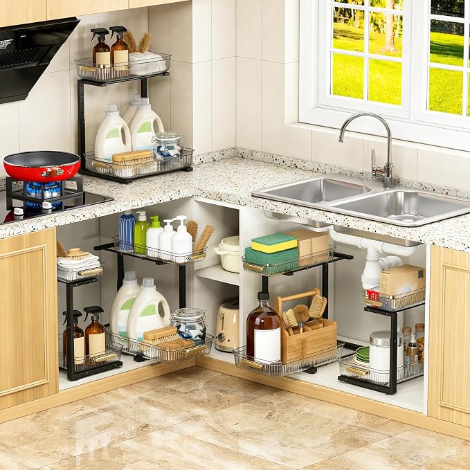 ARSTPEOE Under Sink Organizer - 2 Pack Multi-Purpose Pull-Out Storage Shelf - Image 6