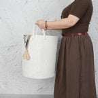 XUANGUO Cotton Rope Laundry Basket Hamper for Clothes, striped - Image 3