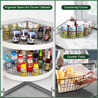 Leeden Lazy Susan Wire Storage Organizer Basket with Handle-Metal Cabinet Storage Bins -Kitchen Cabinet Organizer-1/4 Wedge Can Organizer Black (for 24" Lazy Susan, 4 Pack) - Image 4