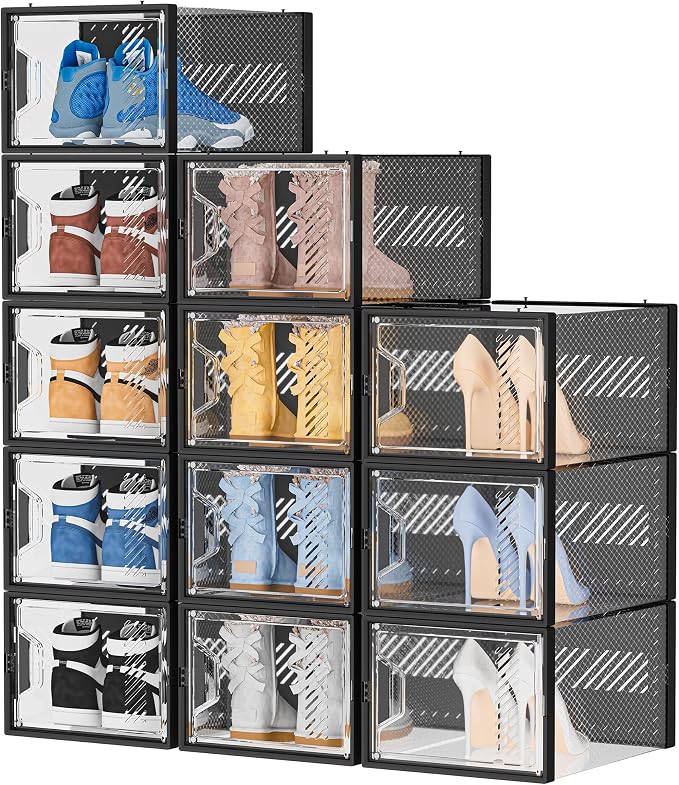 SIMPDIY XL Clear Shoe Storage Boxes, Stackable Shoe Organizer for Closet by DecorateYourHome