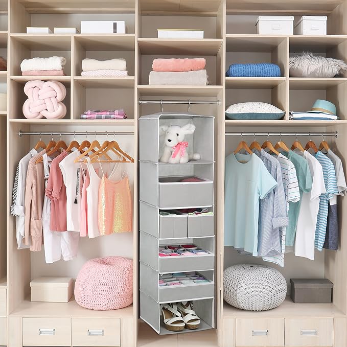 Simple Houseware 6 Shelf Hanging Closet Organizer with 5 Drawers Storage - Image 5