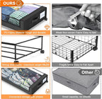 Under Bed Storage with Wheels, 2 Pack Under Bed Storage Containers with Clear Lids, XXL 65L Under Bed Storage Organizer, Rolling Under Bed Metal Drawer for Blanket, Clothes, Shoes (31 x 17 x 6.69 in) - Image 2