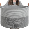 INDRESSME XXXLarge Woven Rope Blanket Basket Living Room Grey, 90L by INDRESSME