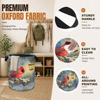 Cardinal Bird Laundry Basket, Oxford Cloth Foldable Hamper with Handles,Winter Pine Tree Portable Clothes Storage Bucket and Laundry Bag for Bathroom Laundry Room Bedroom Dorm - Image 3