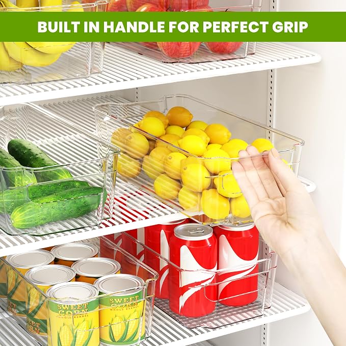 Utopia Home - Fridge & Refrigerator Organizer Bins (8 Pack), Clear Stackable Durable Plastic Storage Containers with Easy Grip Handles for Pantry, Kitchen Cabinets & Countertops (16) - Image 4