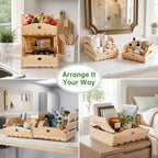 Stackable Wooden Storage Bins, Kitchen Counter Organizer with Handles, Produce Basket for Fruits, Vegetables, Potatoes, Onions, Snacks and Pantry Organization - 2 Piece - Image 6