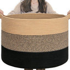 INDRESSME XXXLarge Woven Rope Blanket Basket Living Room, 90L by INDRESSME