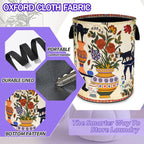 Black Cat Flower Laundry Basket Floral Vase Art Oxford Cloth Laundry Hamper - Image 3
