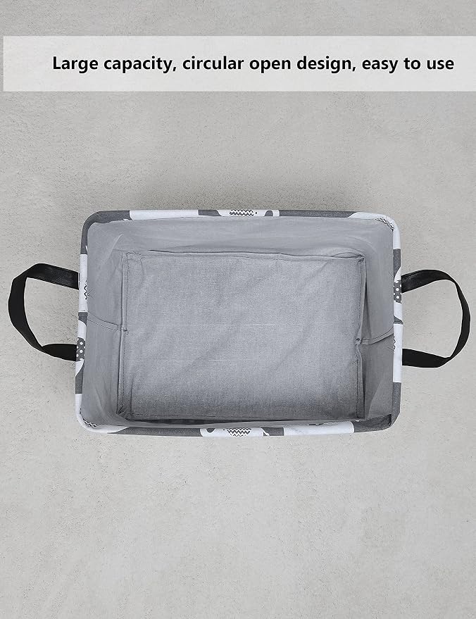 Rectangular Collapsible Laundry Basket with Side Handles, Elephant - Image 6