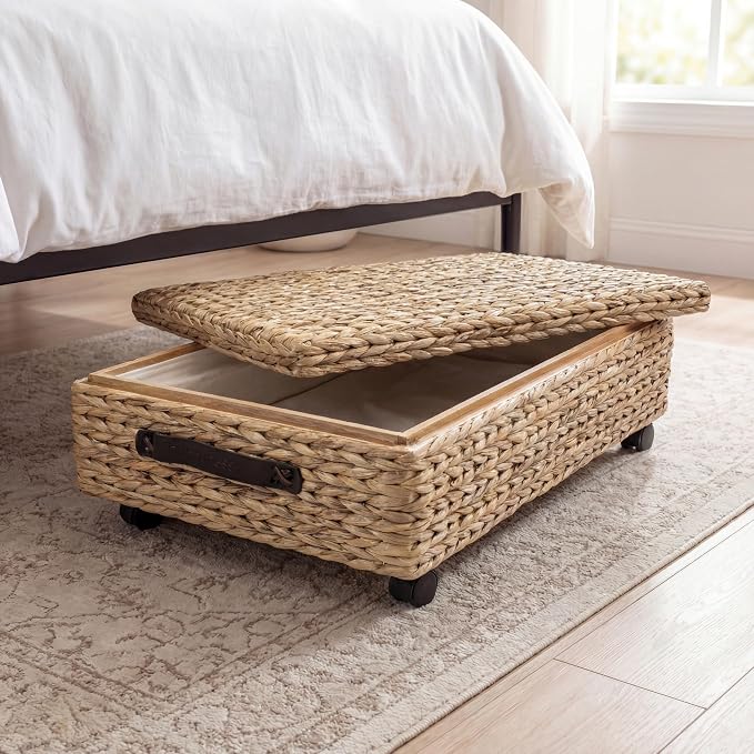 happimess Chett Underbed Storage Bin Wheels 26", Natural - Image 2