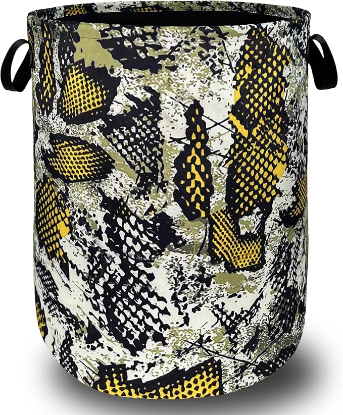 Retro Snake Laundry Basket Oxford Cloth Foldable Hamper 18.9x16.5 In by SELIONLIKN