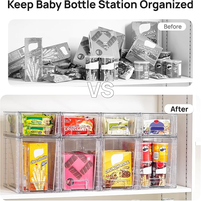 Vtopmart Clear Stackable Storage Drawers, 8 Pack Tall Organizer Set - Image 6