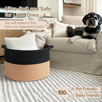 INDRESSME XXXLarge Woven Rope Blanket Basket Living Room Black Camel, 90L - Image 6