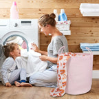XUANGUO Cotton Rope Laundry Basket Hamper for Girls Kids Baby Nursery Pink - Image 4