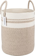 XUANGUO Cotton Rope Laundry Basket Hamper for Clothes Large Brown and White by XUANGUO