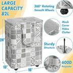 Simple Houseware Large 82L Laundry Basket with Wheels and Handles, Gray - Image 3
