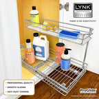 LYNK PROFESSIONAL® Pull Out Under Sink Kitchen Cabinet Organizer - 11.5 in. x 18 inch deep Drawer - Sliding Shelf Organizer for Cabinets and Undersink Storage Shelves - Lifetime Ltd. Warranty – Chrome - Image 2
