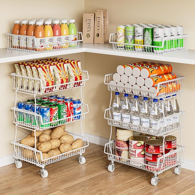 OKZEST Pantry Organizers and Storage Cart with Upgraded Metal Hub Casters by OKZEST