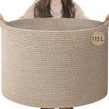INDRESSME 115L Extra Large Woven Wicker Blanket Basket Living Room by INDRESSME