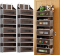 2 Pack 5 Tier Over the Door Organizer Space-Saving Storage for Any Room | Brown Hanging Closet Organizer with 10 Mesh Pockets and Clear Windows, Closet Organizers and Storage for Bathroom, Bedroom by Unknown