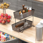Simple Houseware Cabinet 2 Tier Perforated Basket Drawer, Bronze - 2 Pack - Image 2