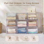 Vtopmart 4 Pack Clear Stackable Closet Storage Drawers 15QT, Medium - Image 3