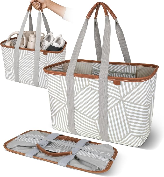 CleverMade Collapsible Tote LUXE, 30L Structured Tote Bag with Handles by CleverMade