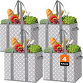 Reusable Grocery Bags 4 Pack, Foldable & Water Resistant Shopping Bags by WiseLife