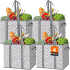 Reusable Grocery Bags 4 Pack, Foldable & Water Resistant Shopping Bags by WiseLife